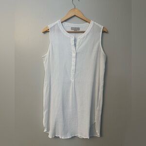 Sleeveless White Cover Up Tunic Top Casual Summer Layering Cotton Cover Up Sheer